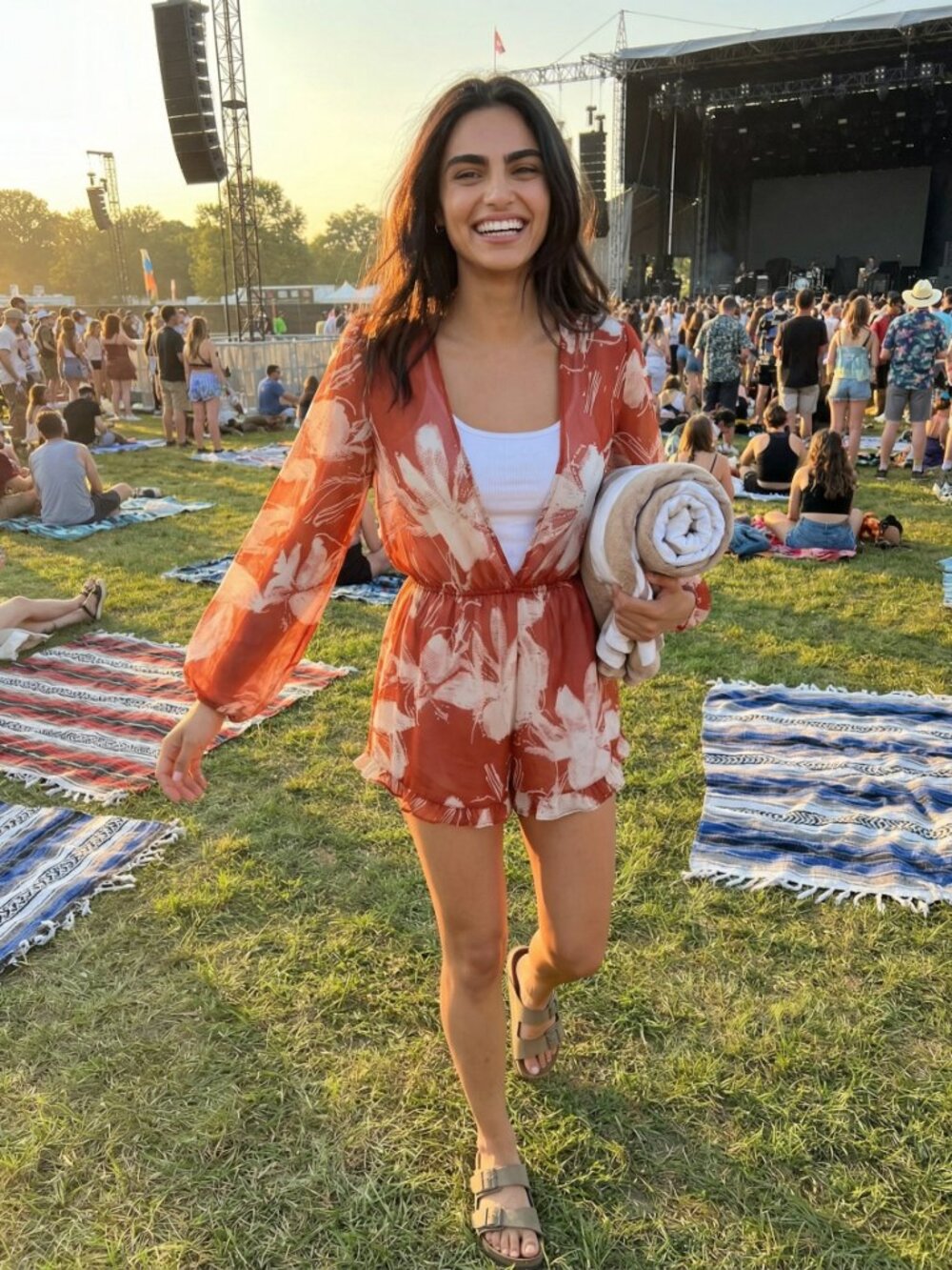 Audrey 3+1 Deep V Floral Romper